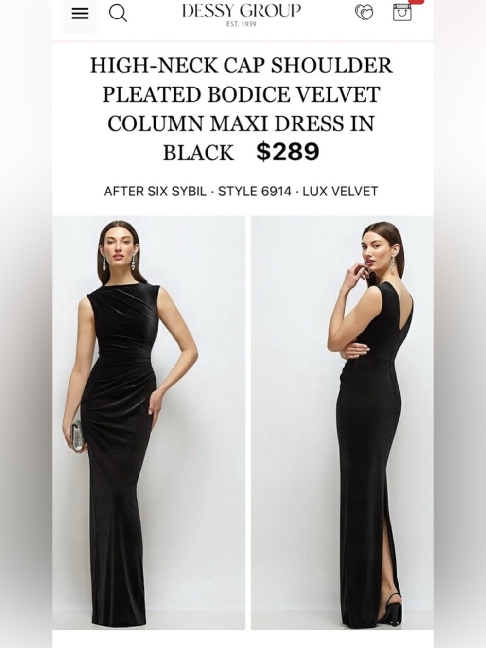 After Six Black Velvet High-Neck Column Maxi Dress